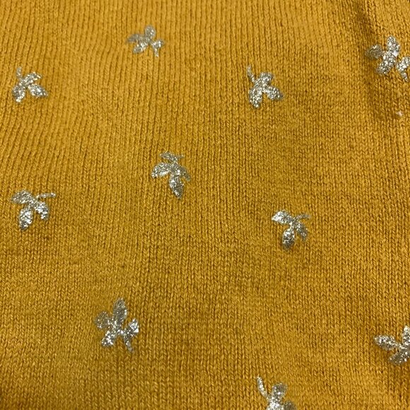 H&M Sweater Girls 3 4T Gold with Silver Glitter Stars Long Sleeve Knit - Picture 4 of 5
